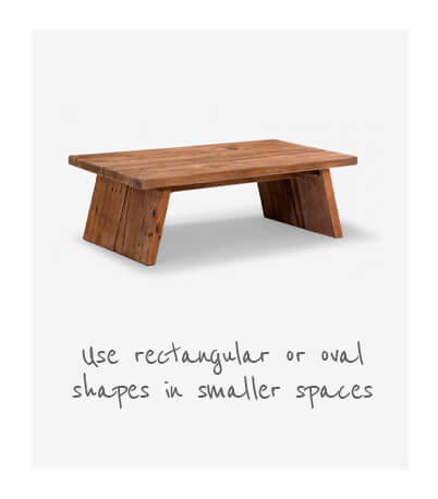 Rustic, wooden rectangular coffee table on white background